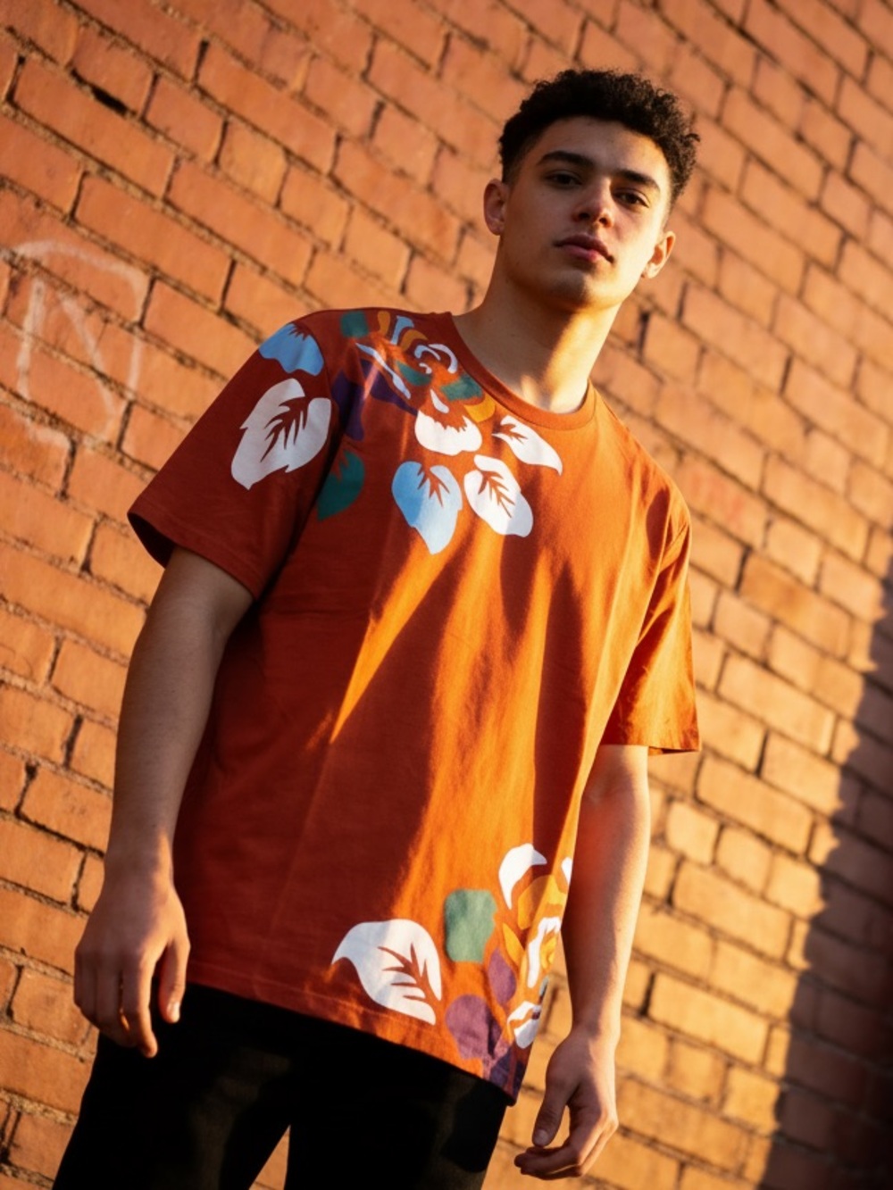Staple Rust Orange Floral Graphic Short Sleeve Tee - Heavy Weight